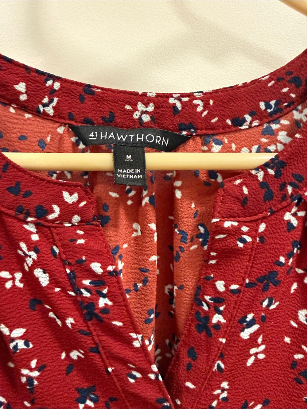 41 Hawthorn Red Floral Split-Neck Top
